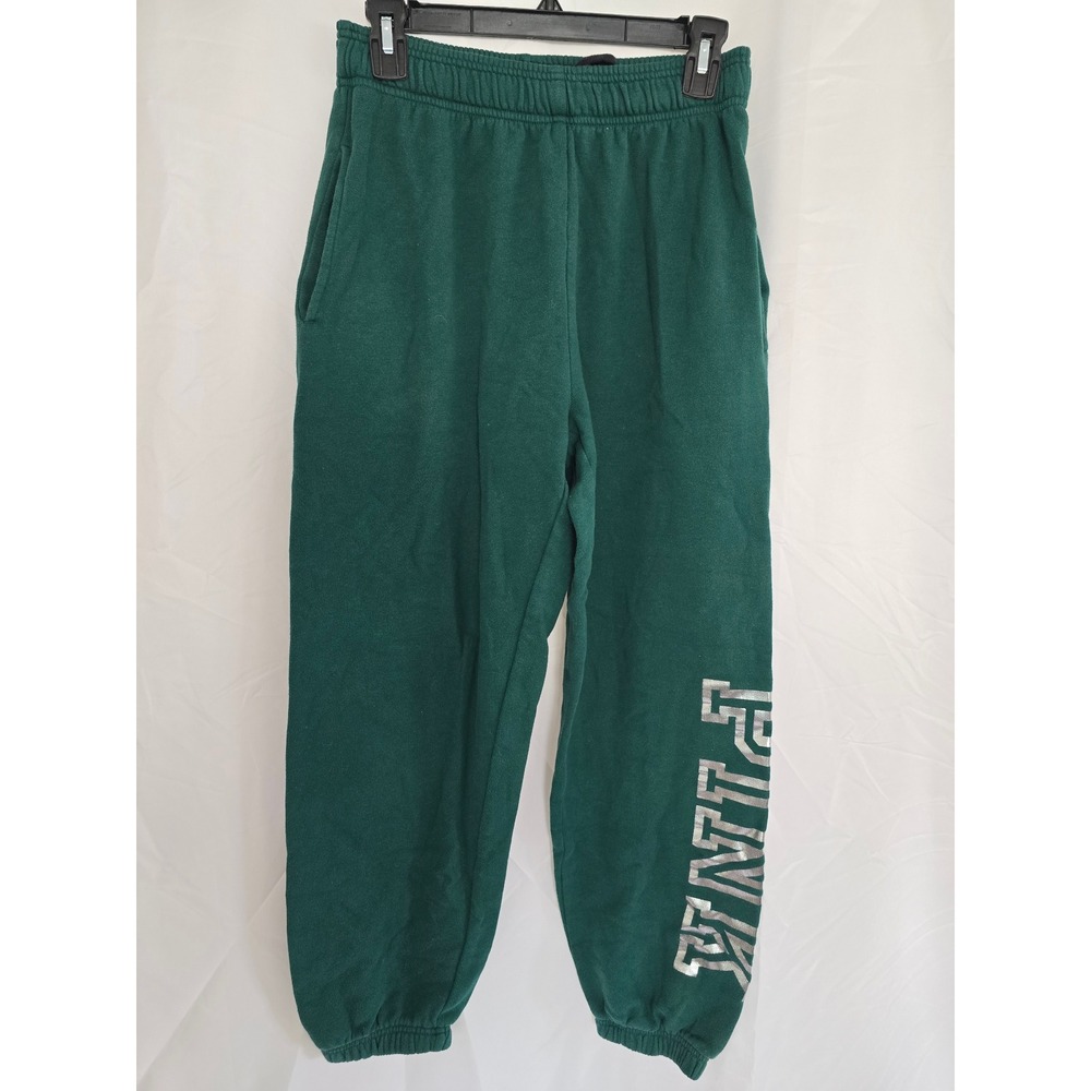 Victoria's Secret PINK Green Sweatpants Joggers Logo Side S Small